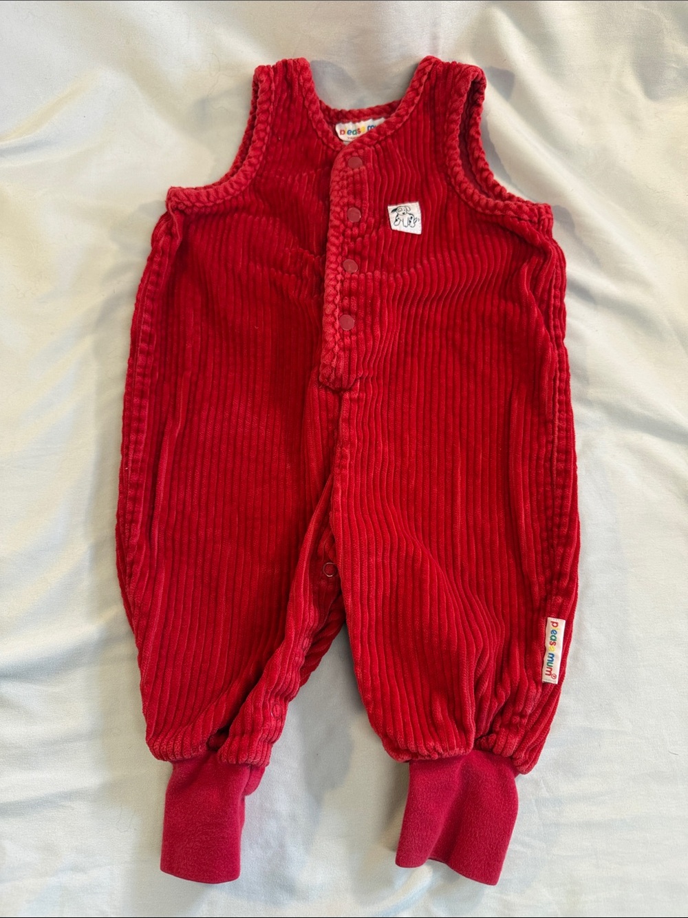 Please Mum Vintage Red Corduroy Kids Overalls - Cozy Baby Jumpsuit